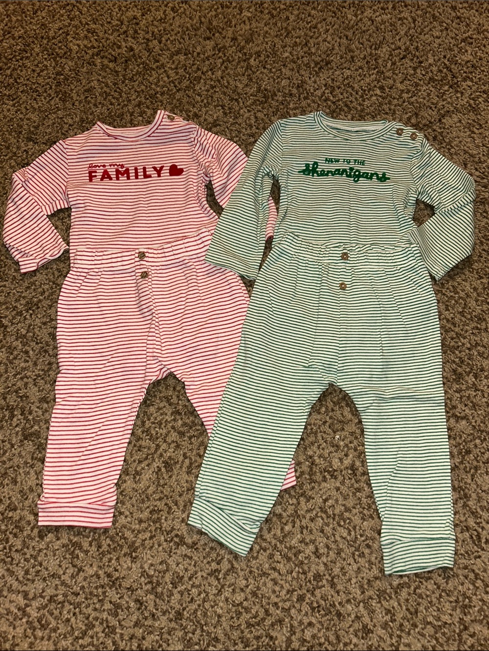 Carter’s - 2 outfits - Onesie and Matching Pants - Valentines & St Patrick’s Day